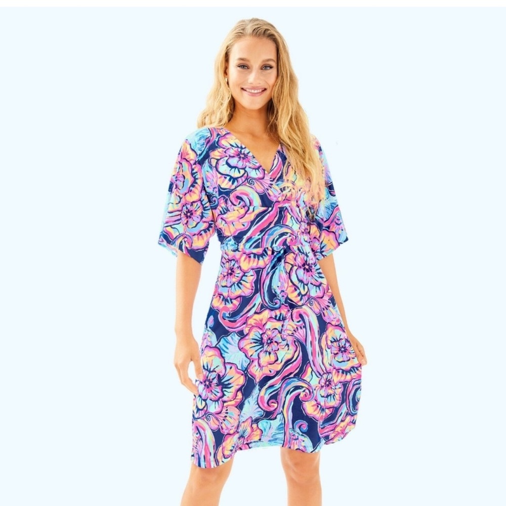 Lilly Pulitzer Parigi Boho Bateau Nauti Navy Boho Dress Large L